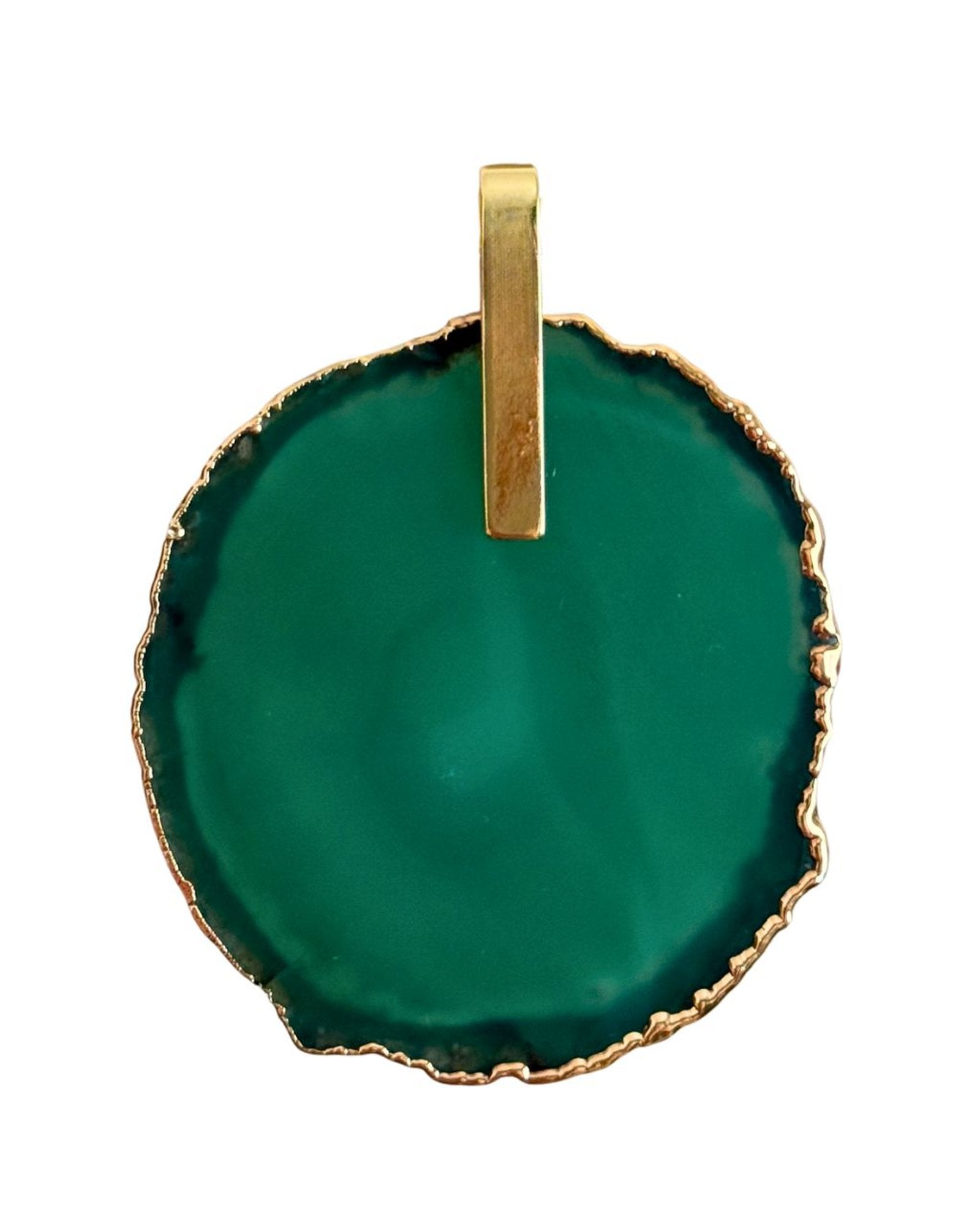 Pingente Ágata Verde com detalhe dourado Ouro 18k