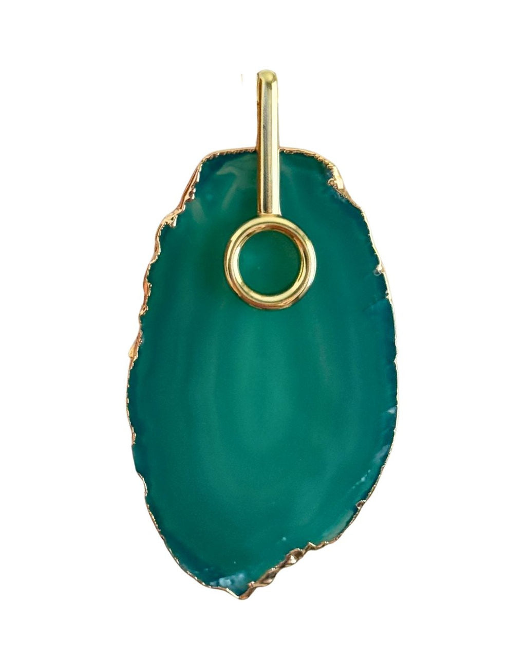Pingente Ágata Verde com Detalhe Dourado Semijoia