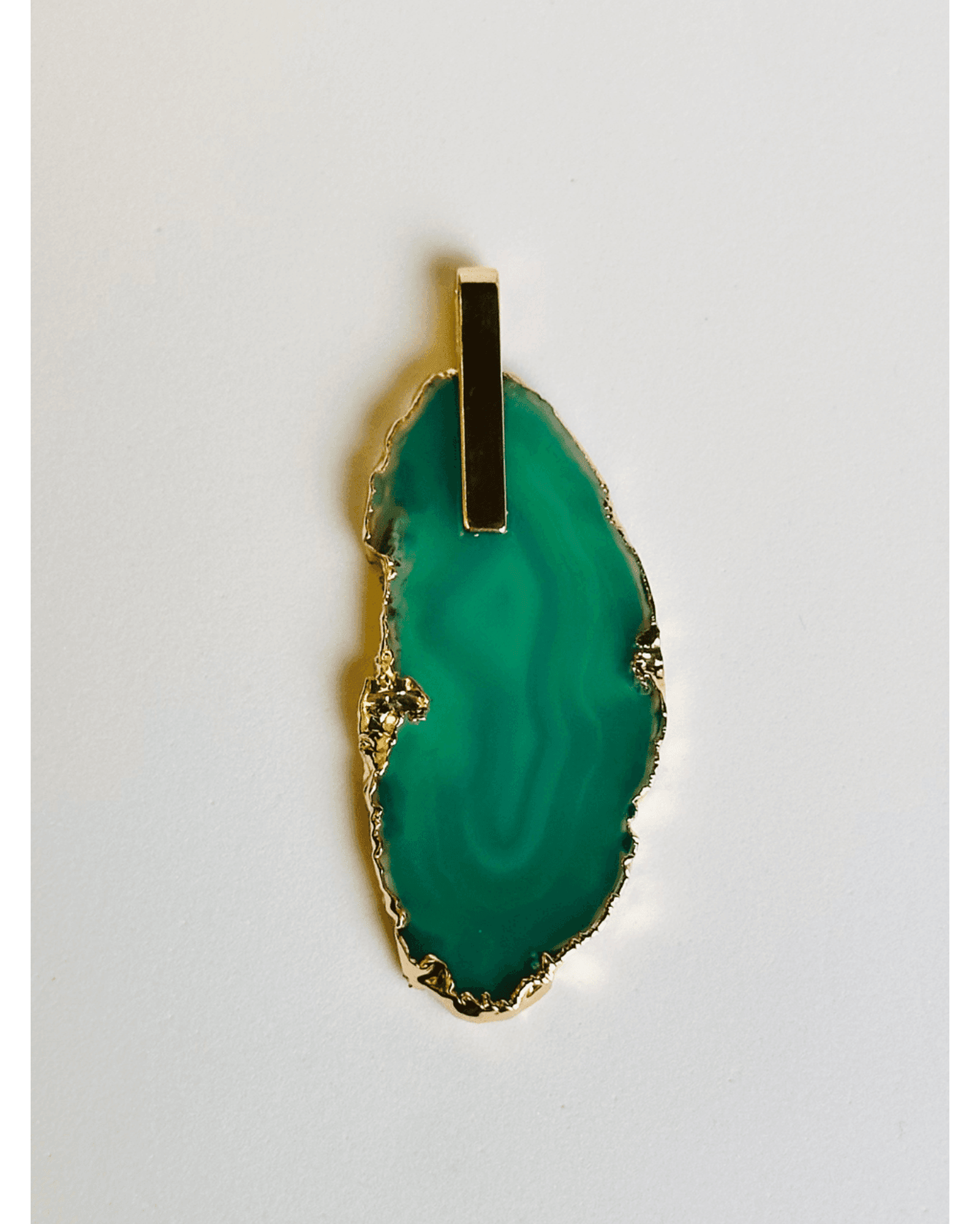 Pingente Ágata Verde com detalhe dourado Ouro 18k