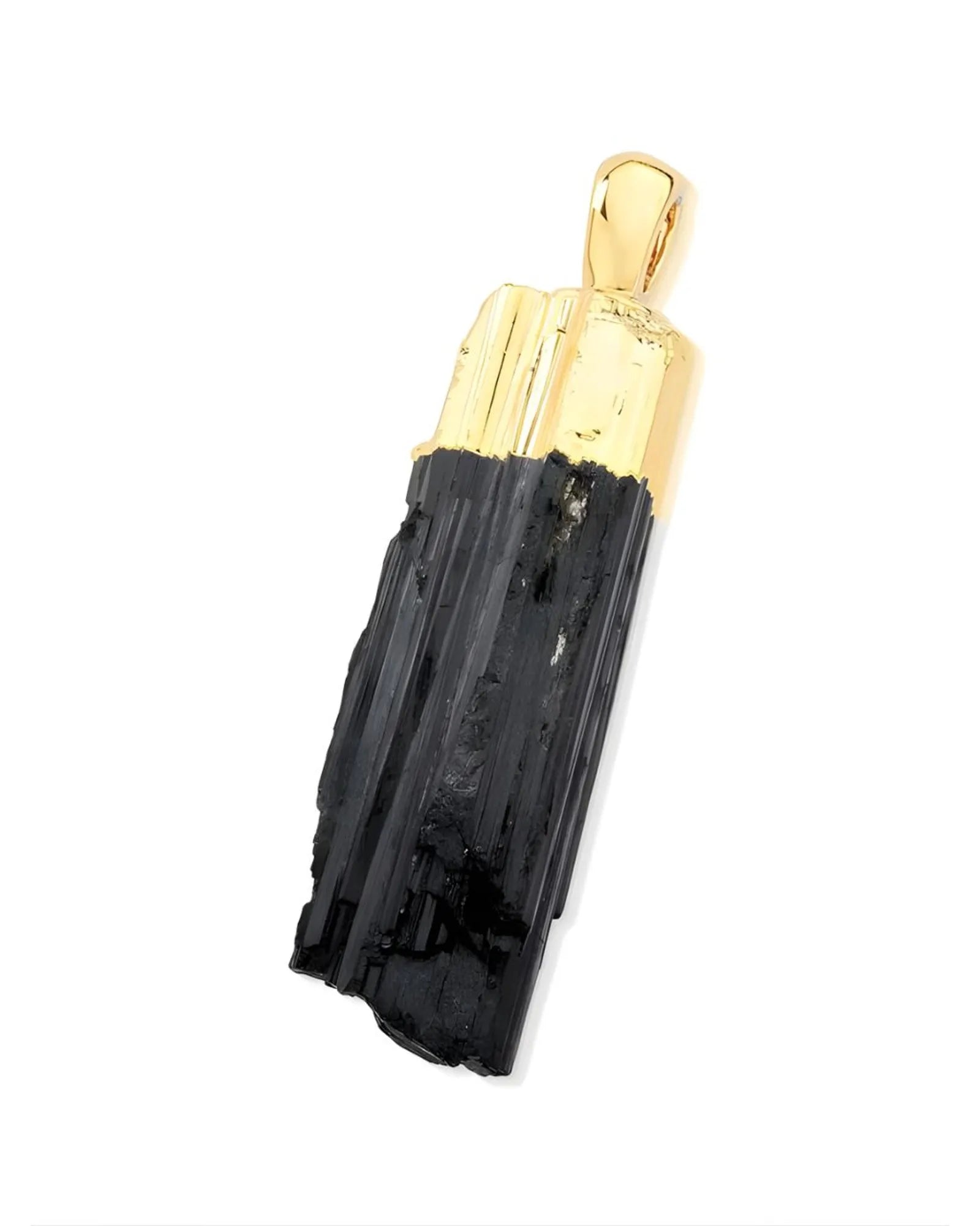 Pingente Turmalina Negra Comprida Ouro 18k Semijioia