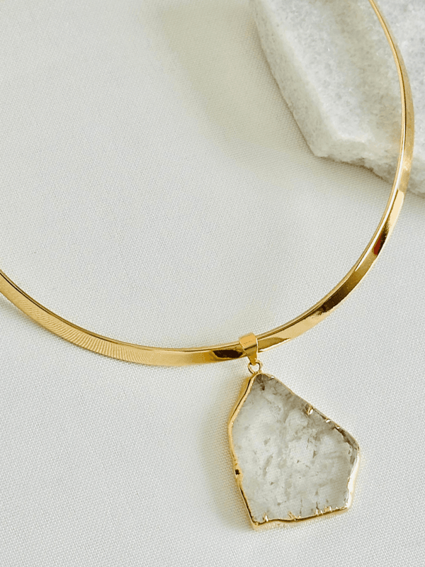 Pingente Slice Cristal de Rocha - ouro semijoia