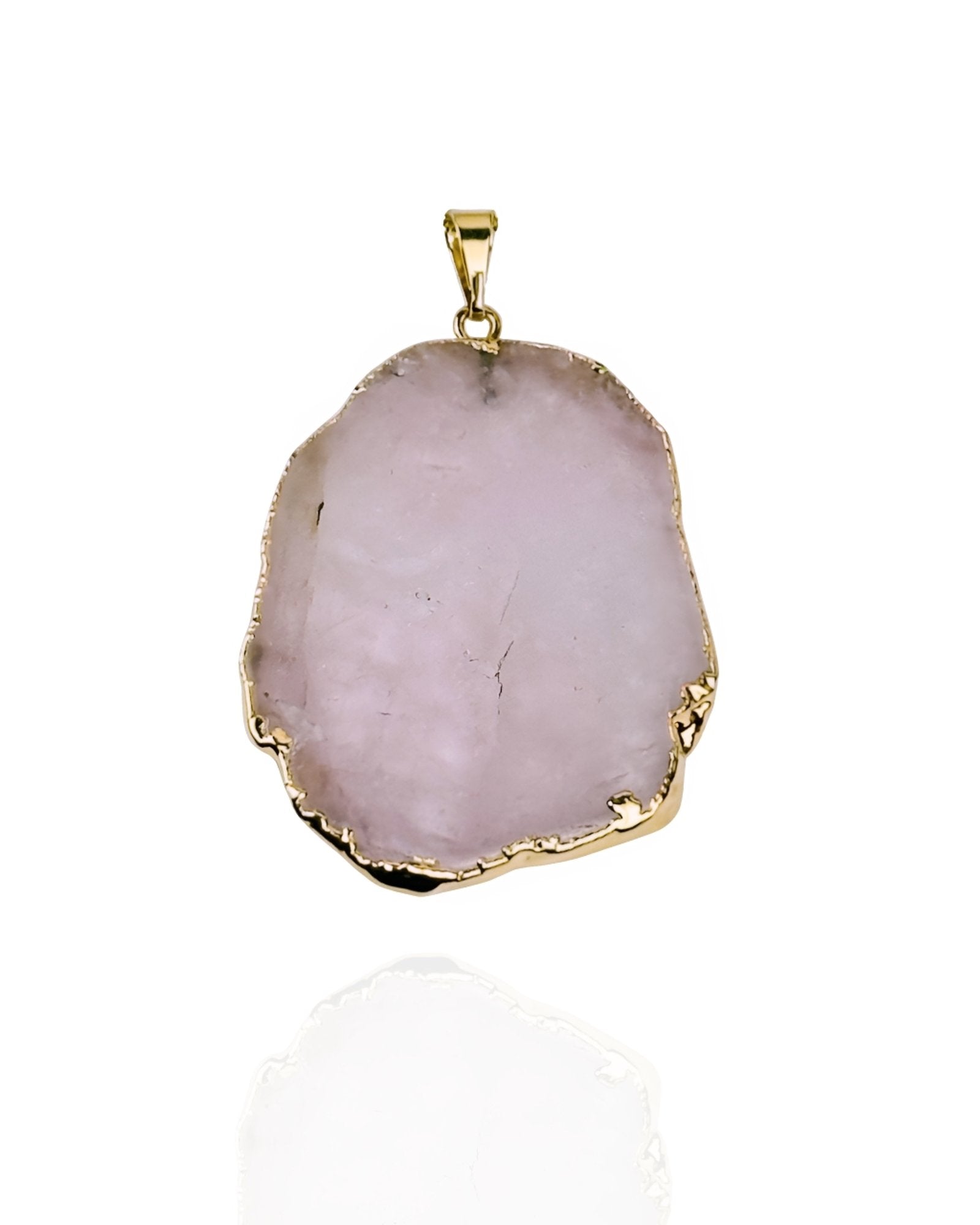 Pingente Slice Quartzo Rosa ouro semijoia