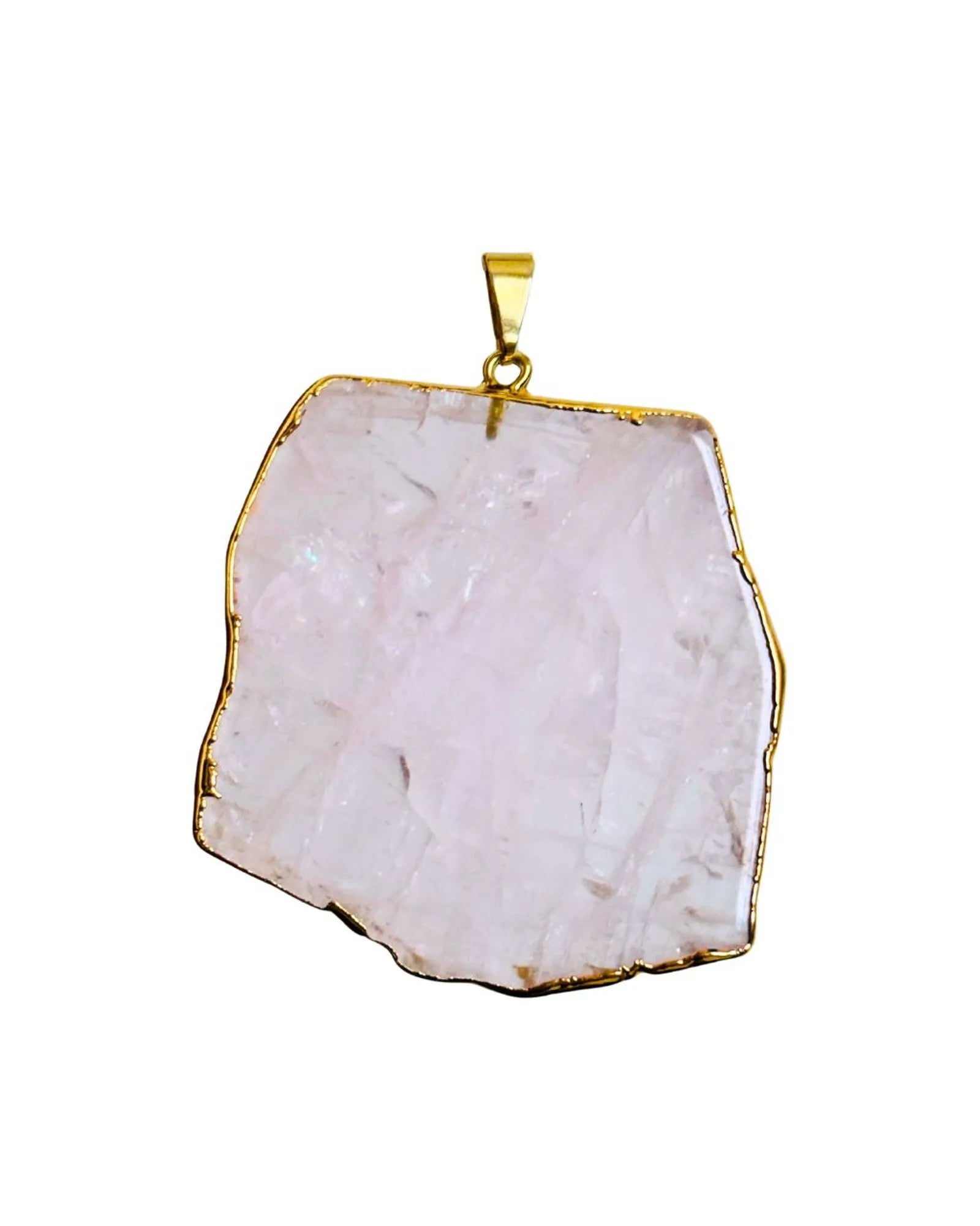 Pingente Slice Quartzo Rosa ouro semijoia