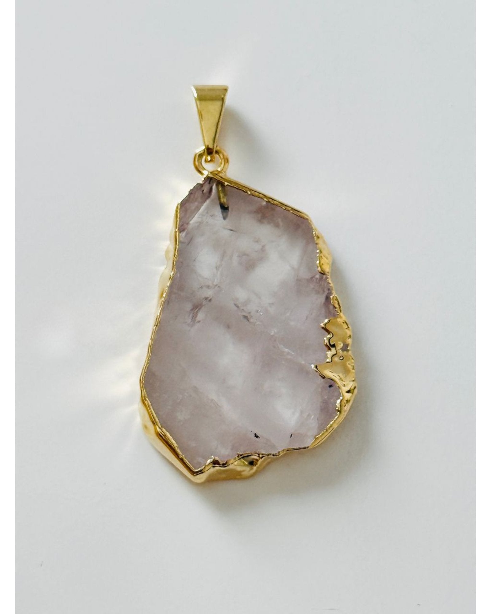 Pingente Slice Quartzo Rosa ouro semijoia